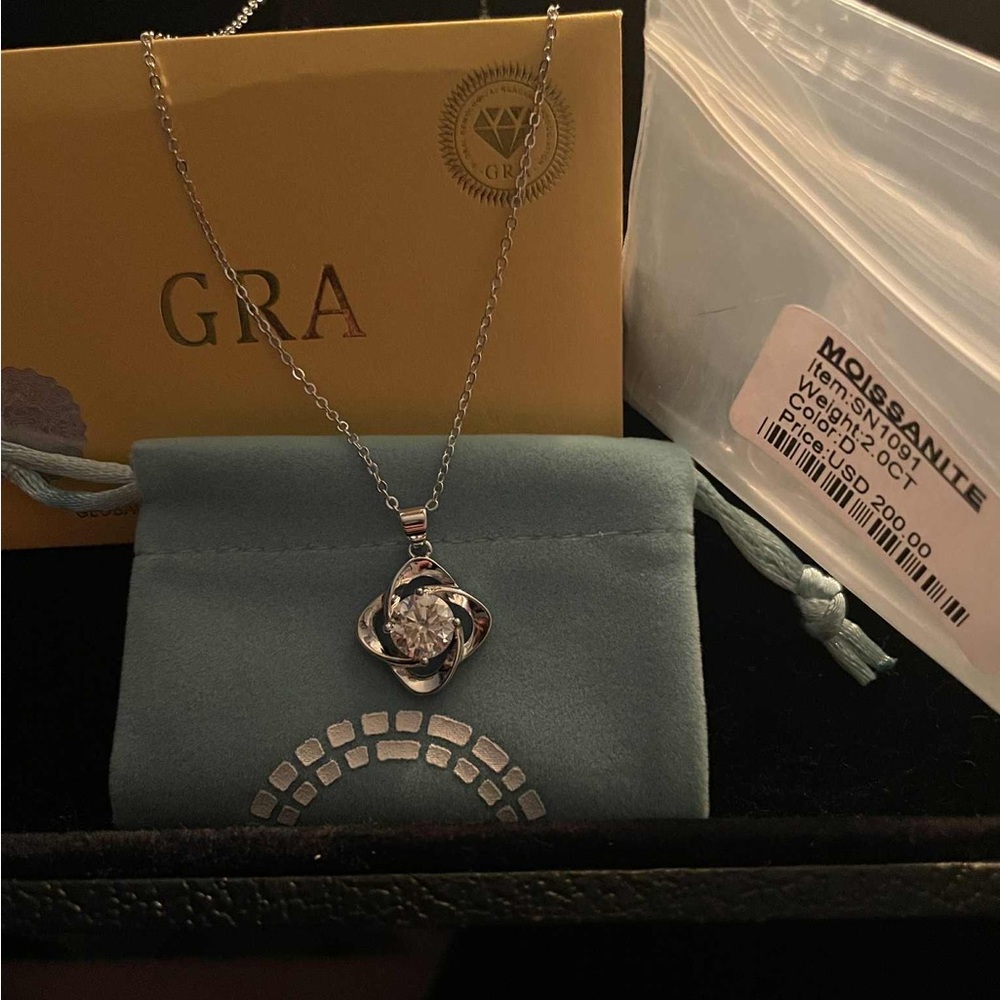 Moissanite Pendant Silver Necklace